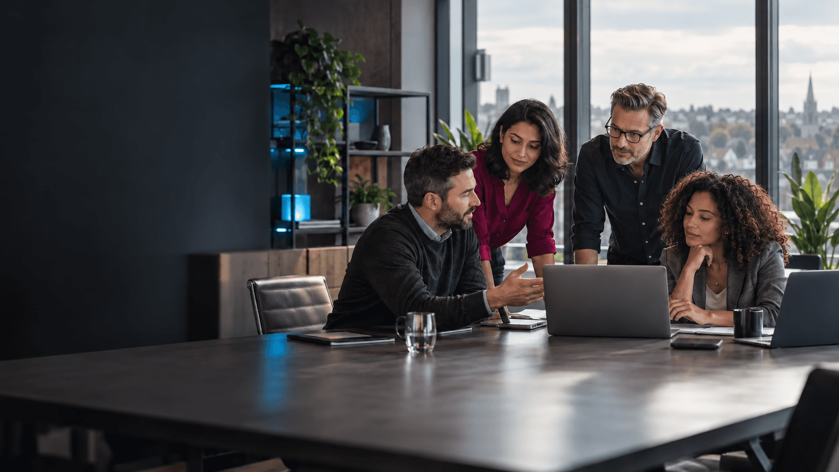 A growing business team working with an IT consultant